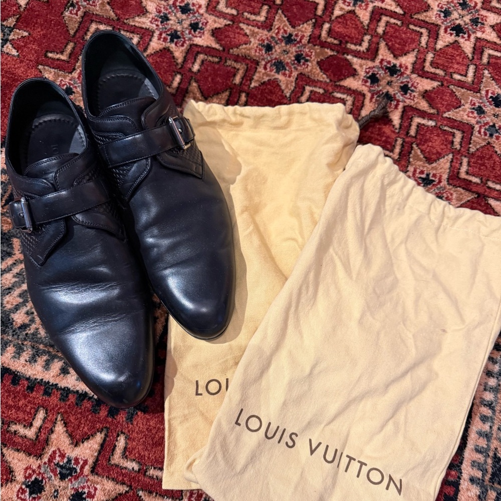Louis Vuitton Damier Monk Straps - Black - 9.5 LV(UK)/10.5 US - Exquisite Cond.